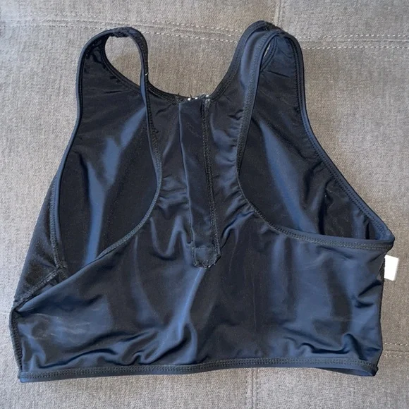 Black Zip Back Swim Top - Picture 5 of 7